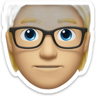 Blond man blue eye glasses muscle eat hazelnut sticker
