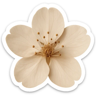 show  one beige cherry blossom without a stem , remove background sticker