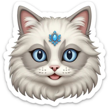 Neva masquerade cat with big blue eyes smiles  sticker
