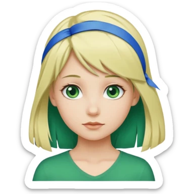 blonde girl with green color hair ribbon sticker