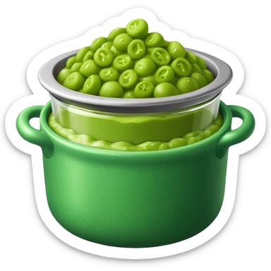 a small pot filled with green mushy peas sticker