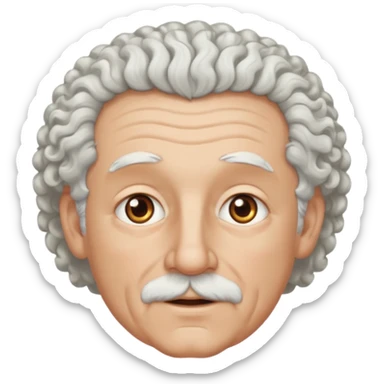 Old white man with curly white hair, hazel eyes, without a mustache sticker