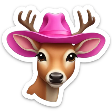 A humanoid deer with a Big pink hat sticker