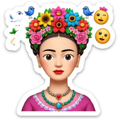 defferent emojis and emoticons in style of Frida Kahlo sticker