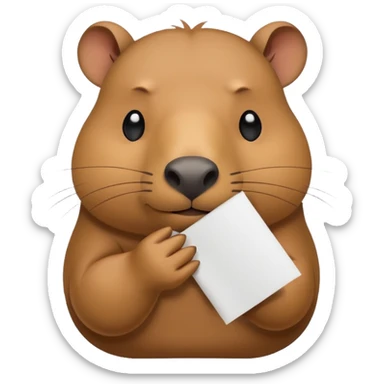 emoji of capibara chewing white paper sticker