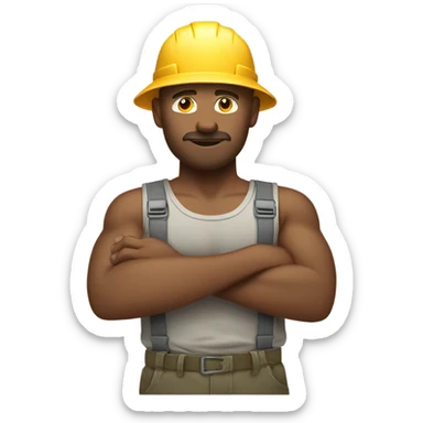 Guy working in the heat sticker