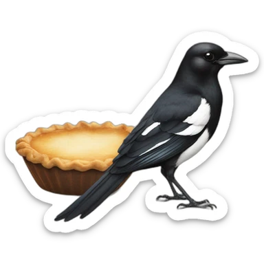 magpie standing on a pie sticker