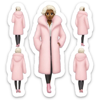 Full length pale pink Pink fur coat sticker