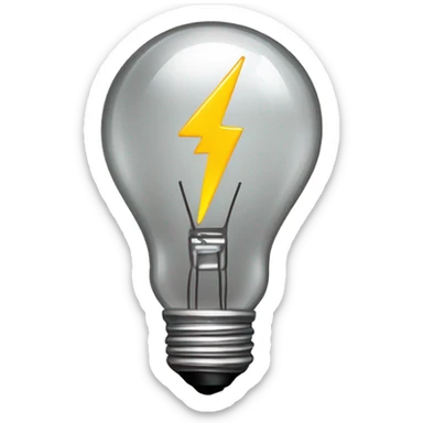 Favicon logo combining a light bulb with a lightning bolt showing in place of the filament for a guessing game website sticker