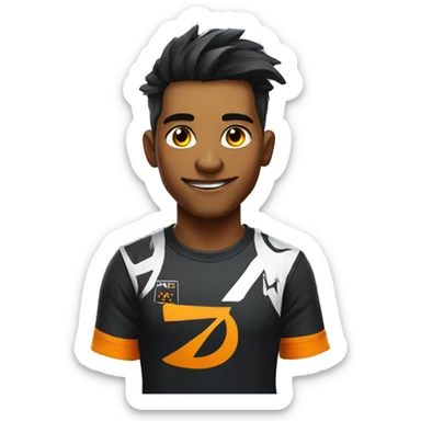 Gamer with a t-shirt esport fnatic sticker