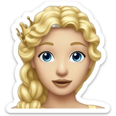 Une femme blonde yeux bleu avec une couronne sticker