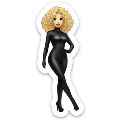 curly-blonde-woman-latex-black-catsuit sticker