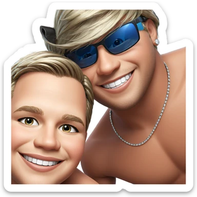 smiling boys in jewelry sticker