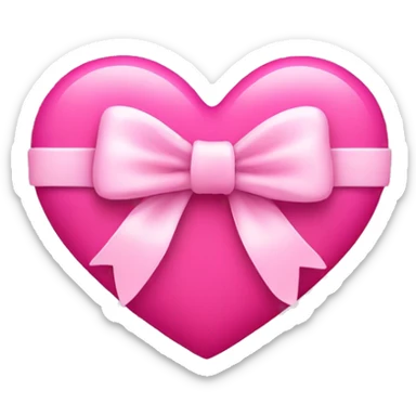 pink heart with light pink bow sticker
