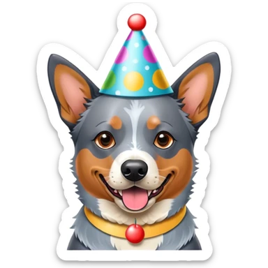 australian cattle dog with party hat sticker