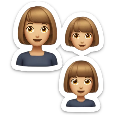 A mother with a short bob haircut and a girl with a short bob and blunt bangs sticker