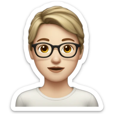 Girl with pale skin, short brown hair, glasses, ajd freckles  sticker