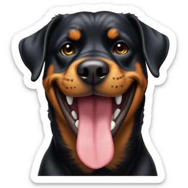Create a Rottweiler smiling with its tongue out sticker