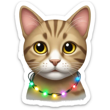 cat wearing christmas lights  sticker