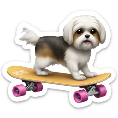 Shitzu dog on a skateboard sticker