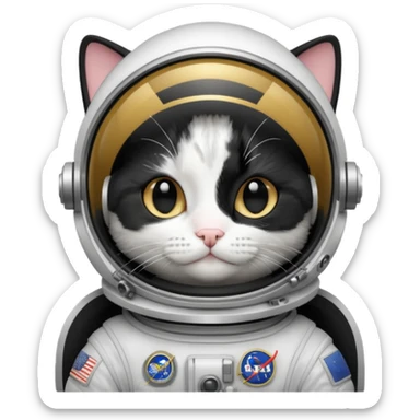 tuxedo cat Astronaut sticker