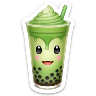 make a matcha boba tea emoji that is green and gradient sticker