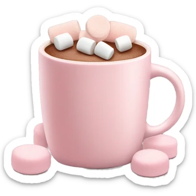 Light Pink mug of hot chocolate with marshmallows  sticker