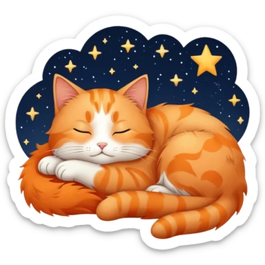 Sleepy cat under stars  sticker