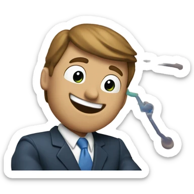 Show a white man celebrating over a chart that's titled "Metropolitan State University enrollment climbs 7%" sticker