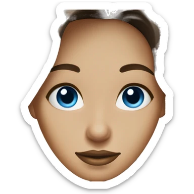 Brunette woman blue eyes iced coffee  sticker