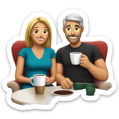 Mom and dad drinking coffee on Christmas morning sticker