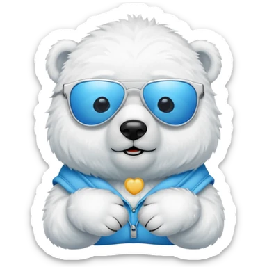 baby Polar bear with blue sun glasses sticker