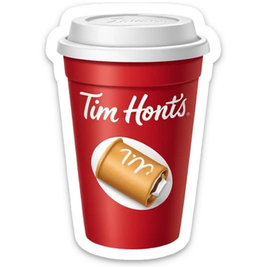 Tim Hortons coffee, it should be red cup with white write writing " Tim Hortons" and a White lid make it a large sticker