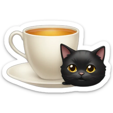 black cat woth tea sticker