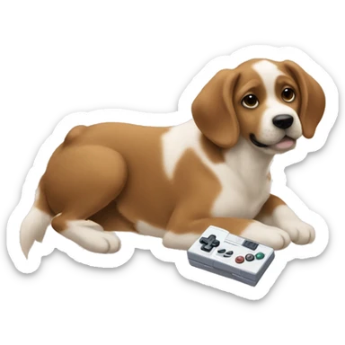 Gameboy playing nintendogs  sticker
