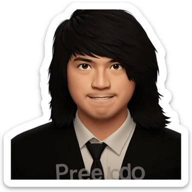 smiling boy in white shirt sticker