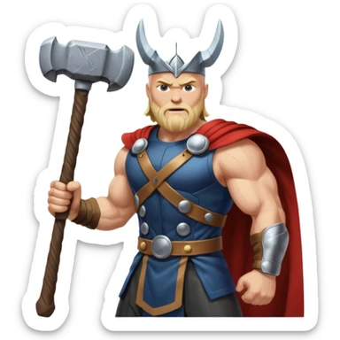 Bald Norse god Thor, with hammer and lightning  sticker