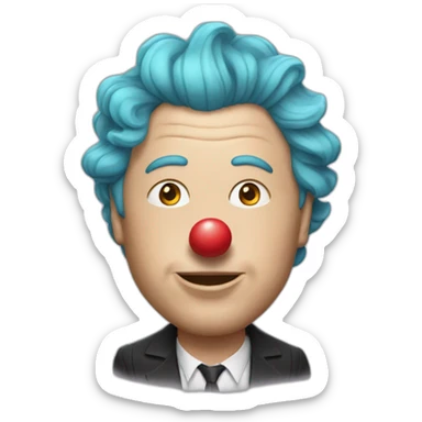 Elon Musk wearing a clown nose and wig sticker