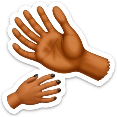 there is a drawing of a human hand gently reaching toward a dog’s paw. The dog has brown fur with black areas, and the paw is extended like it’s about to touch the person’s fingers sticker