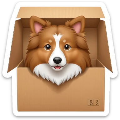 Shetland sheepdog in a box sticker