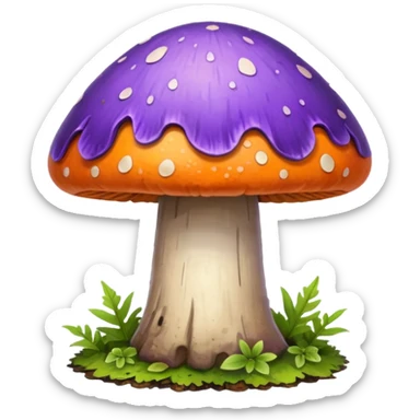 wild colorful mushroom growing on tree sticker