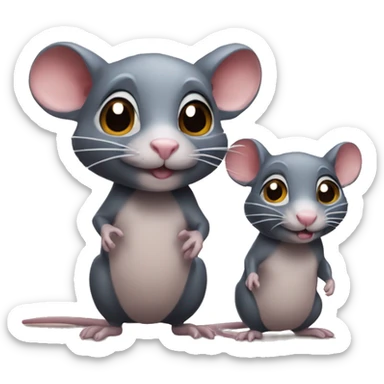 Chiseled rat with two mini oragnes sticker