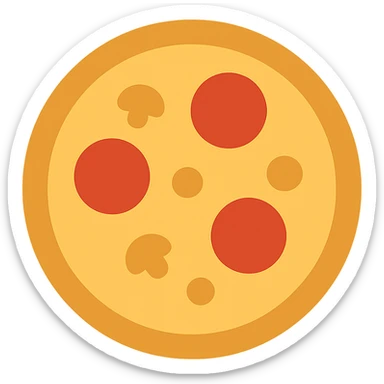 A pizza icon, flat design, simple and clean, with minimal details sticker