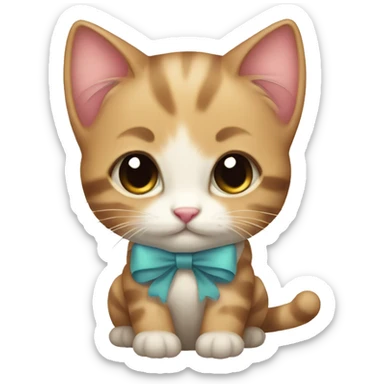 kitten with a cute bow  sticker