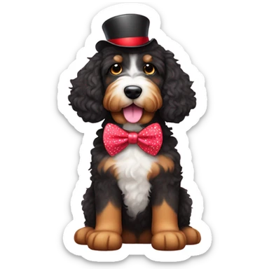 Bernedoodle dressed for Valentine’s Day sticker