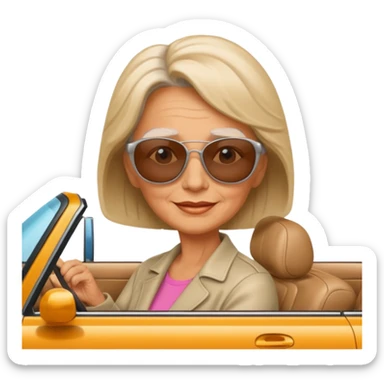 Stikers of mom which is a bit old and is relax and I will put her in a car sticker