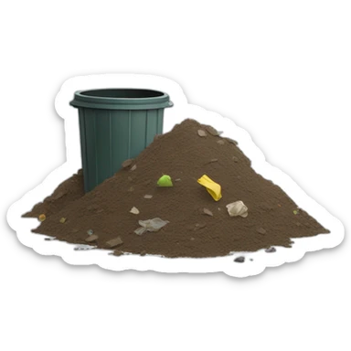 Pile of dirt and rubbish bin sticker