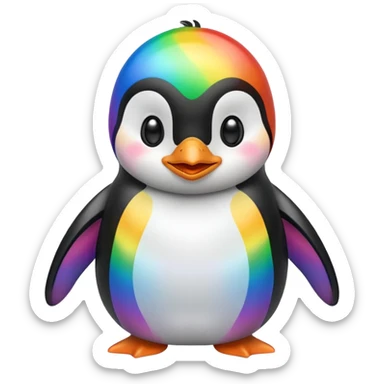 Rainbow penguin happy sticker