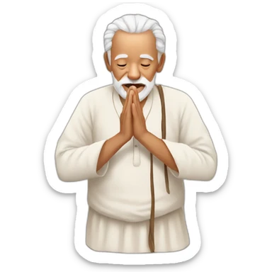 old man with traditional paghadi doing namaste sticker