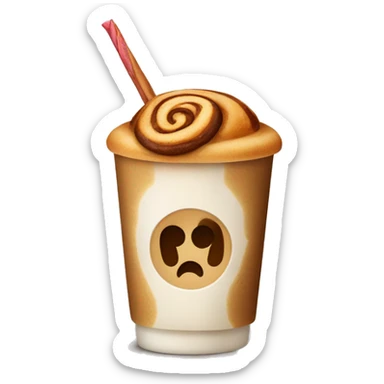 Cinnamon and cappuccino bun in a disposable glass sticker